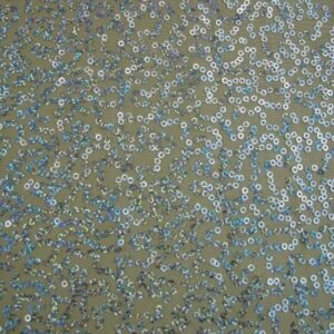 Luxury Sequin Dance Wear Stretch Lycra Fabric Material - NUDE SILVER