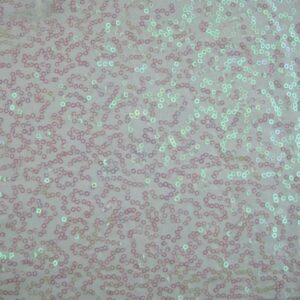 Luxury Sequin Dance Wear Stretch Lycra Fabric Material - WHITE PEARL