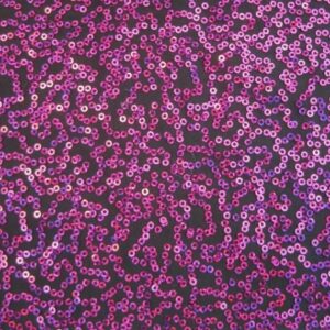 Luxury Sequin Dance Wear Stretch Lycra Fabric Material - BLACK MAGENTA