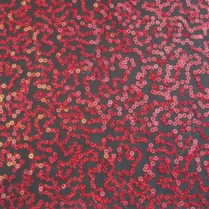 Luxury Sequin Dance Wear Stretch Lycra Fabric Material - BLACK RED
