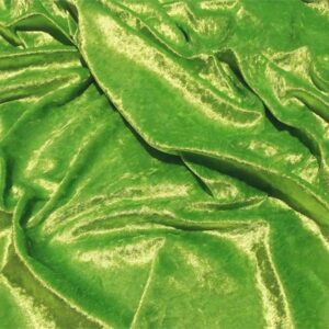 Crushed Velvet Velour Fabric Material - LIME