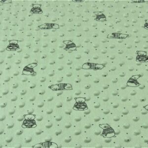 Luxury DIMPLE BABY Cuddle Soft Fabric Material - GREEN BEAR