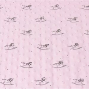 Luxury DIMPLE BABY Cuddle Soft Fabric Material - PINK HORSE