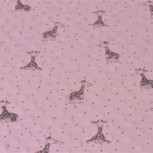 Luxury DIMPLE BABY Cuddle Soft Fabric Material - OLD ROSE GIRAFFE