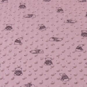 Luxury DIMPLE BABY Cuddle Soft Fabric Material - OLD ROSE BEAR