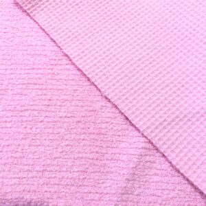Luxury Cotton Terry Toweling Waffle Pique Fabric Material - ROSE PINK