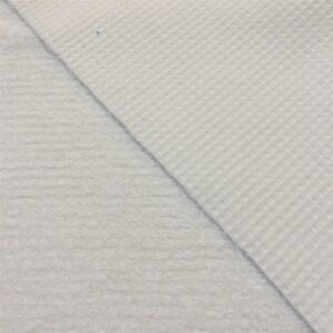 Luxury Cotton Terry Toweling Waffle Pique Fabric Material - WHITE