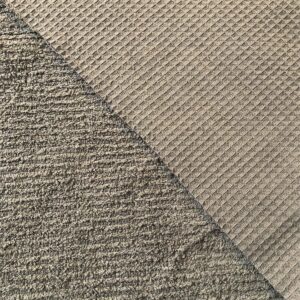 Luxury Cotton Terry Toweling Waffle Pique Fabric Material - GREY TAUPE