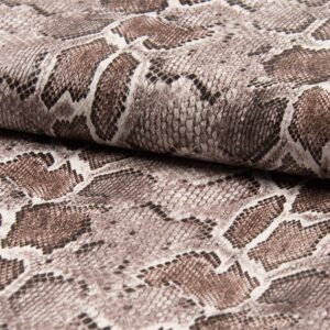 Luxury Realistic Leather Snakeskin Fabric Material - BROWN