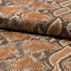 Luxury Realistic Leather Snakeskin Fabric Material - DK BROWN