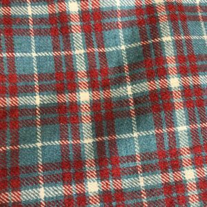 Luxury Wool Blend TWEED Fabric Material - T10 PLAID BLUE/RED/WHITE