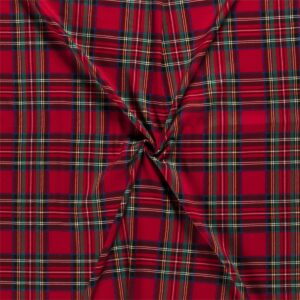 Scottish Tartan Check Fabric Material - RED
