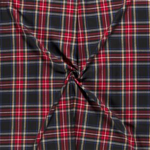 Scottish Tartan Check Fabric Material - BLACK