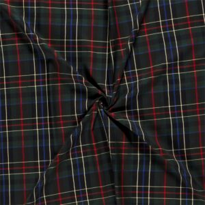 Scottish Tartan Check Fabric Material - BLUE GREEN