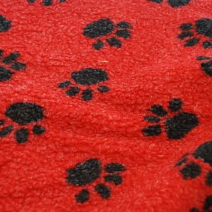 Faux Fur SHERPA FLEECE Sheepskin Fabric Material - LG RED PAWS
