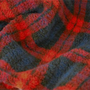 Faux Fur SHERPA FLEECE Sheepskin Fabric Material - RED BLUE BLACKWATCH