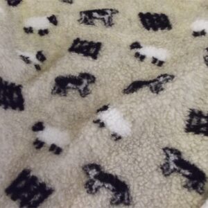 Faux Fur SHERPA FLEECE Sheepskin Fabric Material - CASHMERE SHEEP DOG & GATE