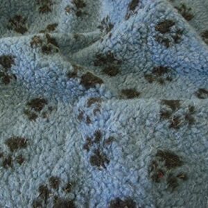 Faux Fur SHERPA FLEECE Sheepskin Fabric Material - BLUE PAWS