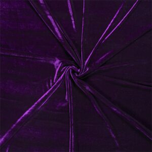 Luxury Stretchy Shiny Velvet Fabric Material - DARK PURPLE