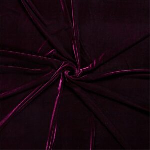 Luxury Stretchy Shiny Velvet Fabric Material - WINE