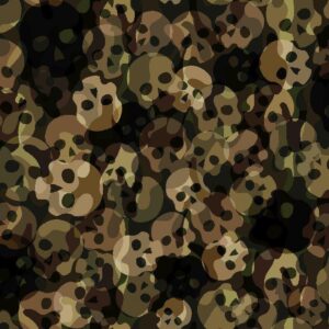 Soft Shell 3-LAYER Waterproof Fabric Material SKULL CAMOUFLAGE - GREEN