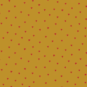 Waxed Coated Cotton Waterproof Fabric Material HEARTS OCHRE