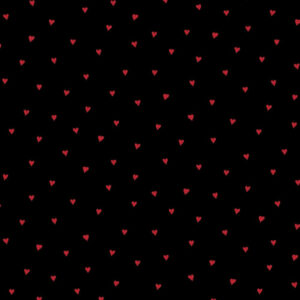 Waxed Coated Cotton Waterproof Fabric Material HEARTS BLACK