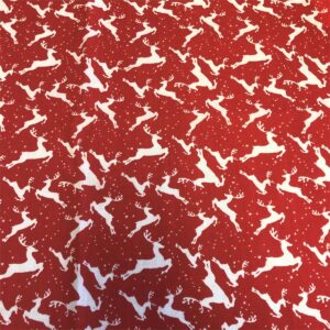 Polycotton Craft Fabric Material Christmas Festive REINDEER RED
