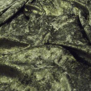 Crushed Velvet Velour Fabric Material - OLIVE