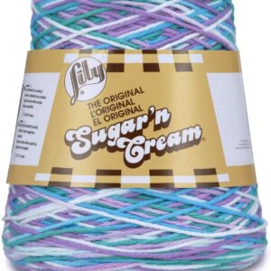 Lily Sugar 'n Cream CONE Aran Knitting Wool Yarn 400g - 2316 Beach Ball Blue Ombre