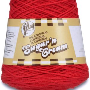 Lily Sugar 'n Cream CONE Aran Knitting Wool Yarn 400g - 2095 Red