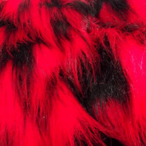 LONG Pile Fun Faux Fur Fabric Material - RED & BLACK MIX