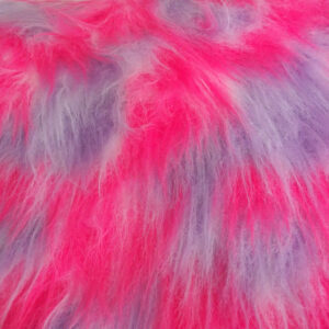 LONG Pile Fun Faux Fur Fabric Material - LILAC/WHITE/CERISE MIX