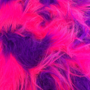 LONG Pile Fun Faux Fur Fabric Material - CERISE PINK & PURPLE MIX
