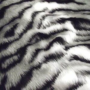 Animal Fun Faux Fur Fabric Material - SILVER GREY/WHITE TIGER