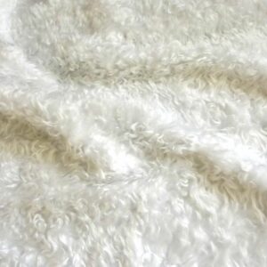 CURLY Teddy Faux Fur Fabric Material - BRIGHT WHITE