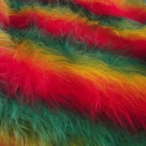 LONG Pile Fun Faux Fur Fabric Material - REGGAE STRIPE