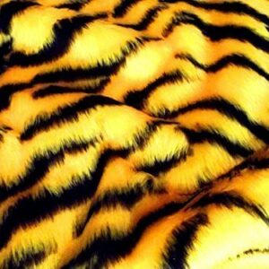 Animal Fun Faux Fur Fabric Material - GOLD TIGER