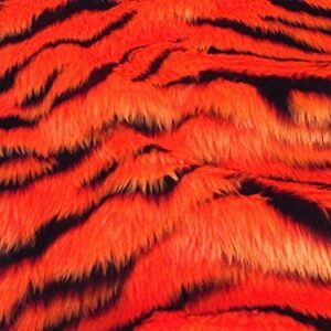 Animal Fun Faux Fur Fabric Material - ORANGE TANGO TIGER