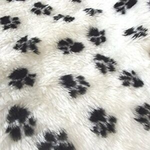 Animal Fun Faux Fur Fabric Material - WHITE PAW PRINT