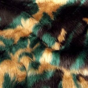 Animal Fun Faux Fur Fabric Material - GREEN CAMOUFLAGE