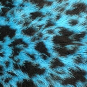 LONG Pile Fun Faux Fur Fabric Material - TURQUOISE BLACK