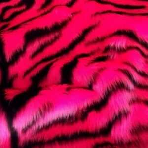 Animal Fun Faux Fur Fabric Material - CERISE PINK TIGER