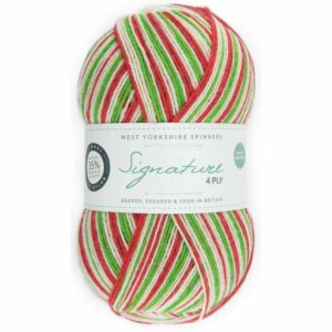 WYS Signature 4 ply Christmas Knitting Wool Yarn 100g - 989 Candy Cane