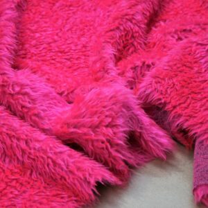 CURLY Teddy Faux Fur Fabric Material - CERISE PINK