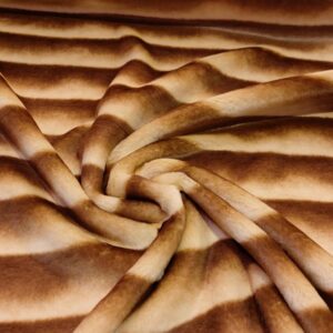 Super Luxury Faux Fur Fabric Material - CREAM & BROWN STRIPE