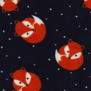 Printed Polar Fleece Fabric Material - NAVY FOX