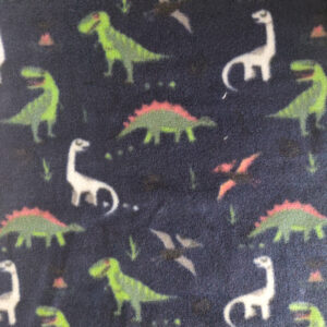 Printed Polar Fleece Fabric Material - NAVY DINOSAURS
