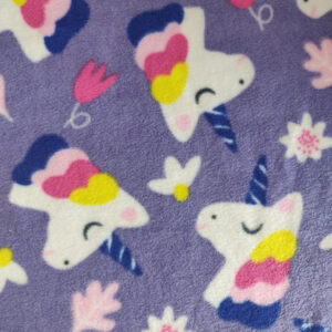Printed Polar Fleece Fabric Material - LAVENDER UNICORNS