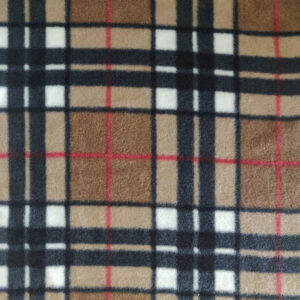 Printed Polar Fleece Fabric Material - BROWN TARTAN